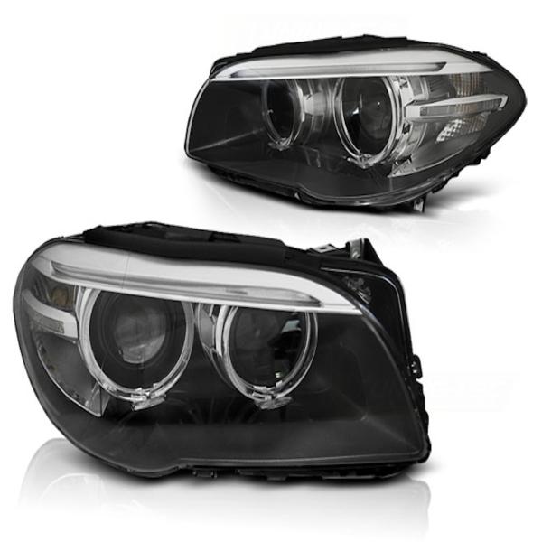 Xenon LED Tagfahrlicht Angel Eyes Scheinwerfer passend für BMW 5er F10/F11 10-13 schwarz