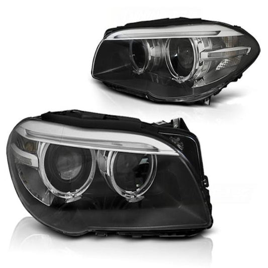 Xenon LED Tagfahrlicht Angel Eyes Scheinwerfer passend für BMW 5er F10/F11 10-13 schwarz