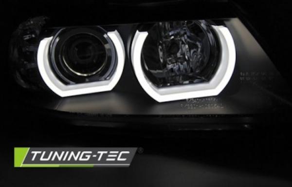 3D LED Angel Eyes Scheinwerfer passend für BMW 3er E90/E91 05-08 schwarz