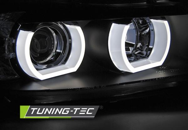 Xenon Scheinwerfer 3D Angel Eyes passend für BMW 3er E90 E91 Bj. 05-08 Schwarz