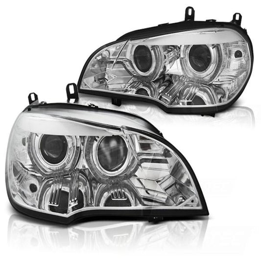 Xenon Scheinwerfer DRL LED Tagfahrlicht passend für BMW X5 E70 Bj. 07-10 Chrom