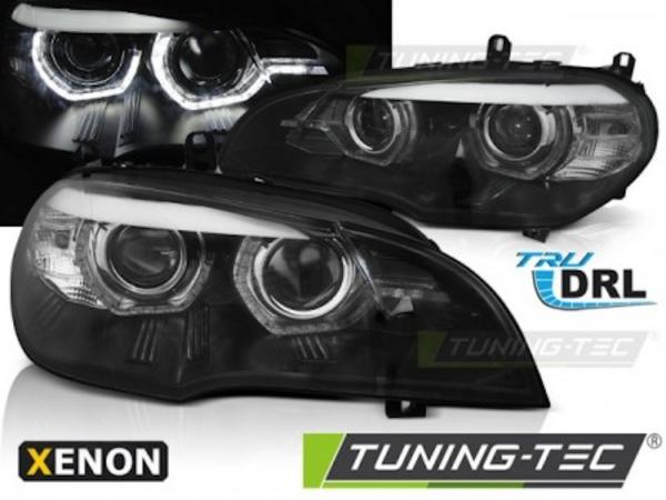 Xenon Scheinwerfer DRL LED Tagfahrlicht passend für BMW X5 E70 Bj. 07-10 Schwarz