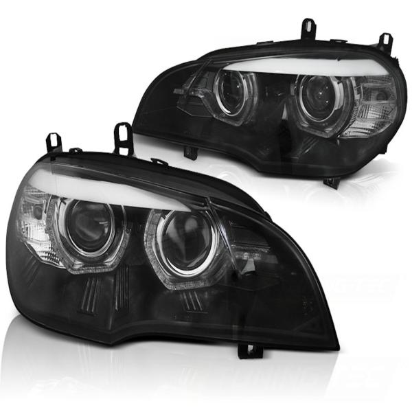 Xenon Scheinwerfer DRL LED Tagfahrlicht passend für BMW X5 E70 Bj. 07-10 Schwarz