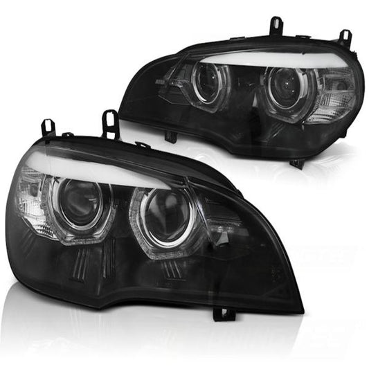 Xenon Scheinwerfer DRL LED Tagfahrlicht passend für BMW X5 E70 Bj. 07-10 Schwarz