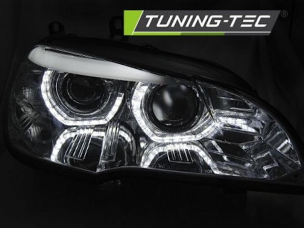 Xenon Scheinwerfer DRL LED Tagfahrlicht passend für BMW X5 E70 Bj. 07-10 Chrom AFS