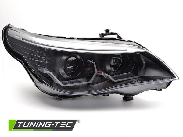 3D LED Angel Eyes Scheinwerfer passend für BMW 5er E60 / E61 03-07 schwarz LED Blinker