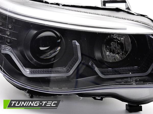 3D LED Angel Eyes Scheinwerfer passend für BMW 5er E60 / E61 03-07 schwarz LED Blinker