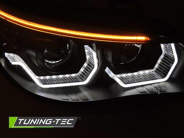 3D LED Angel Eyes Scheinwerfer passend für BMW 5er E60 / E61 03-07 schwarz LED Blinker