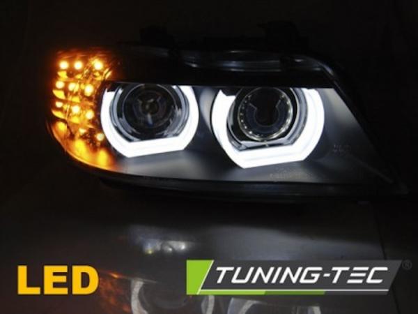 3D LED Tagfahrlicht Angel Eyes Scheinwerfer passend für BMW 3er E90/E91 LCI 09-11 Black