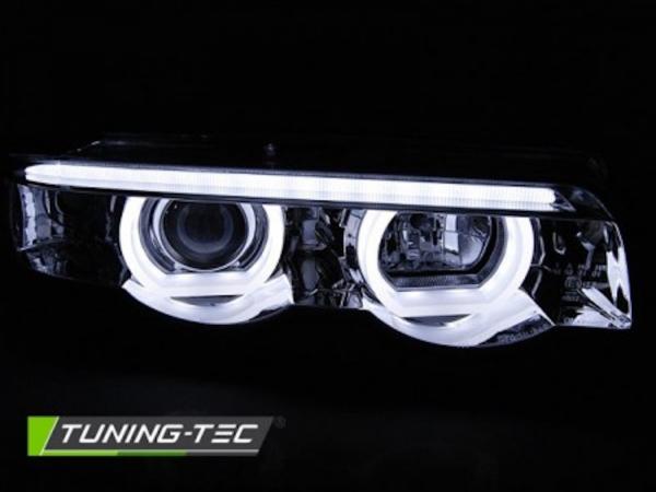 Scheinwerfer 3D Angel Eyes passend für BMW 7er E38 Bj. 94-01 Chrom