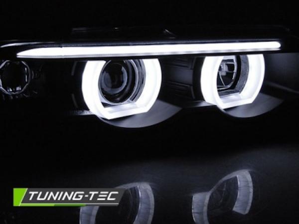 Scheinwerfer 3D Angel Eyes passend für BMW 7er E38 Bj. 94-01 Schwarz