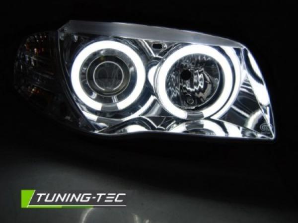 CCFL Angel Eyes Scheinwerfer passend für BMW 1er E81, E82, E87, E88 04-11 chrom