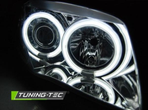 CCFL Angel Eyes Scheinwerfer passend für BMW 1er E81, E82, E87, E88 04-11 chrom