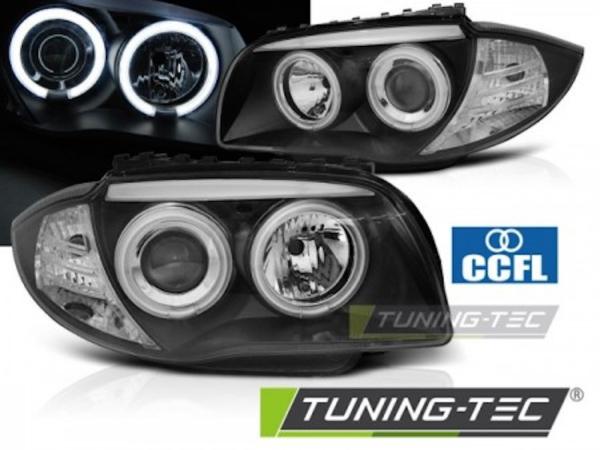 CCFL Angel Eyes Scheinwerfer passend für BMW 1er E81, E82, E87, E88 04-11 schwarz