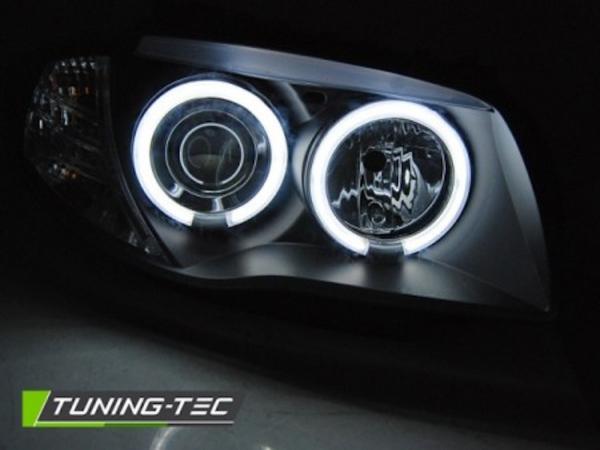 CCFL Angel Eyes Scheinwerfer passend für BMW 1er E81, E82, E87, E88 04-11 schwarz