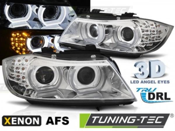 Xenon Scheinwerfer 3D Angel Eyes passend für BMW 3er E90 E91 LCI Bj. 09-12 Chrom AFS