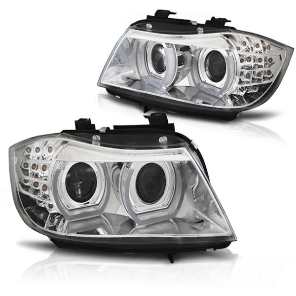 Xenon Scheinwerfer 3D Angel Eyes passend für BMW 3er E90 E91 LCI Bj. 09-12 Chrom AFS