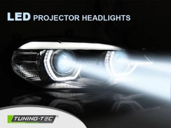 LED DRL Scheinwerfer 3D Angel Eyes passend für BMW X5 E70 Bj. 07-13 Schwarz AFS