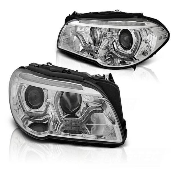 Scheinwerfer LED Angel Eyes passend für BMW 5er F10/F11 Lim./Touring 13-16 chrom