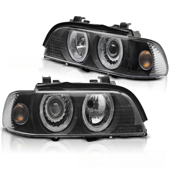 Xenon Angel Eyes Scheinwerfer passend für BMW 5er E39 Facelift (LCI) 00-03 schwarz