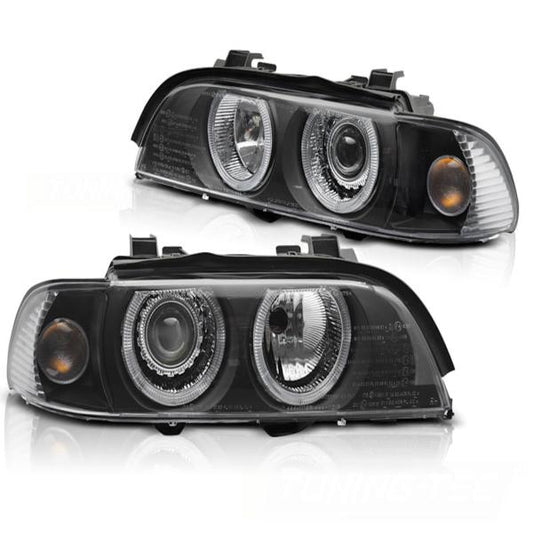Xenon Angel Eyes Scheinwerfer passend für BMW 5er E39 Facelift (LCI) 00-03 schwarz
