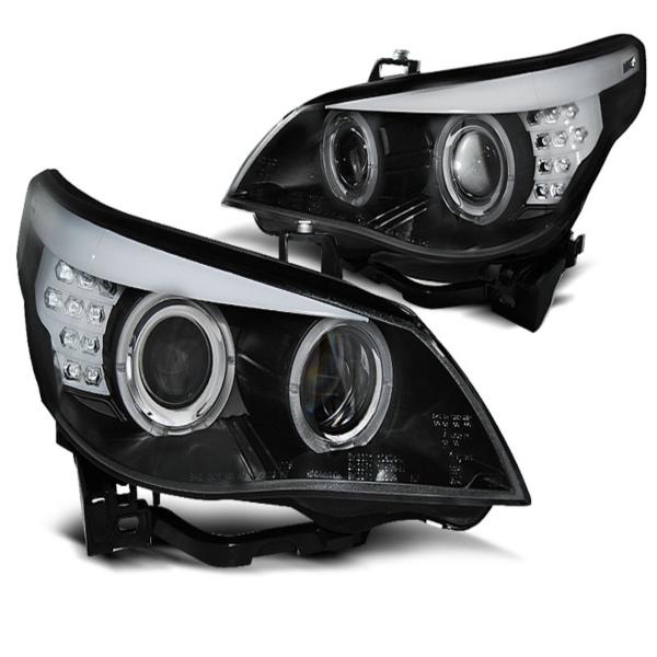 Xenon Scheinwerfer Angel Eyes passend für BMW 5er E60 E61 Bj. 05-07 Schwarz LED Blinker