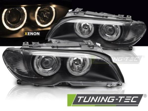 Xenon Scheinwerfer Angel Eyes passend für BMW 3er E46 Coupe Cabrio Bj. 03-06 Schwarz