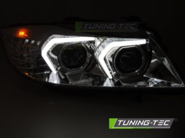 VOLL LED Angel Eyes Scheinwerfer Set passend für BMW 3er E90/E91 05-08 chrom