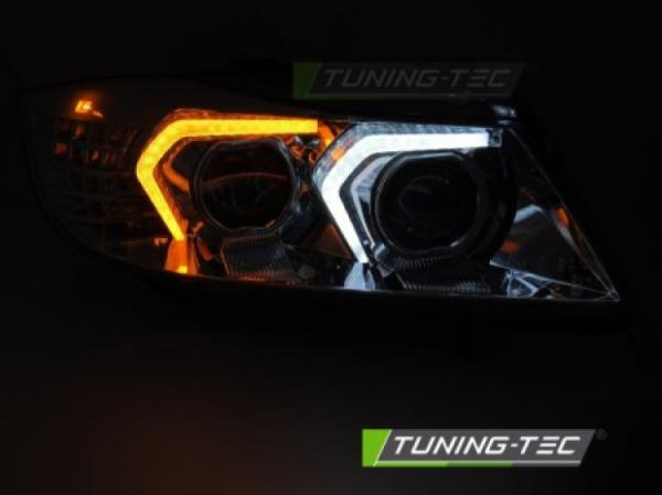 VOLL LED Angel Eyes Scheinwerfer Set passend für BMW 3er E90/E91 05-08 chrom