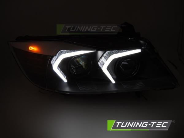 VOLL LED Angel Eyes Scheinwerfer Set passend für BMW 3er E90/E91 05-08 schwarz