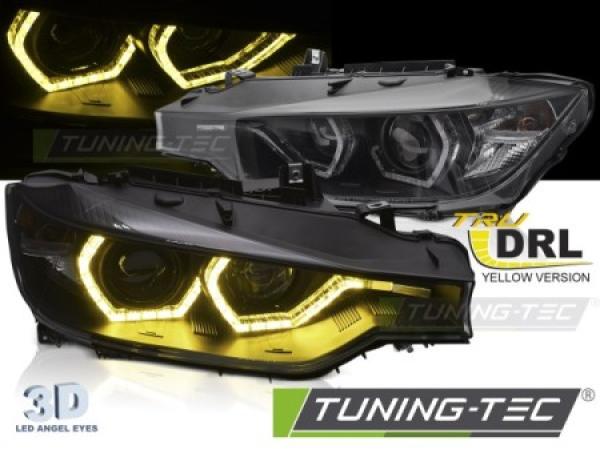 LED Tagfahrlicht Angel Eyes Scheinwerfer Set passend für BMW 3er F30/F31 11-15 schwarz