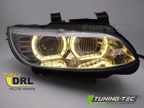 3D Xenon LED Tagfahrlicht Angel Eyes Scheinwerfer passend für BMW 3er Coupe/Cabrio E92/E93 06-10 chrom