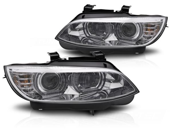 3D Xenon LED Tagfahrlicht Angel Eyes Scheinwerfer passend für BMW 3er Coupe/Cabrio E92/E93 06-10 chrom