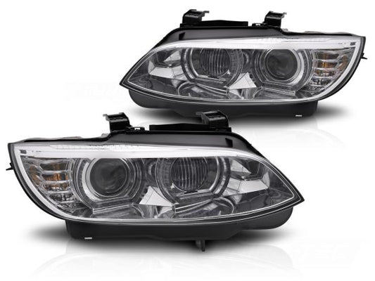 3D Xenon LED Tagfahrlicht Angel Eyes Scheinwerfer passend für BMW 3er Coupe/Cabrio E92/E93 06-10 chrom