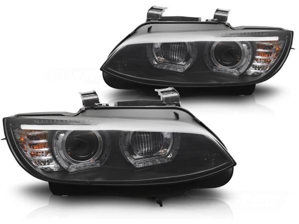 3D Xenon LED Tagfahrlicht Angel Eyes Scheinwerfer passend für BMW 3er Coupe/Cabrio E92/E93 06-10 schwarz