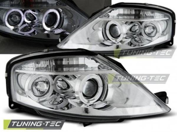 LED Angel Eyes Scheinwerfer passend für Citroen C3 02-09 chrom