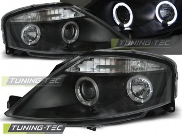 LED Angel Eyes Scheinwerfer passend für Citroen C3 02-09 schwarz