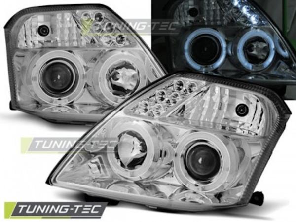 LED Angel Eyes Scheinwerfer passend für Citroen C2 03-10 chrom