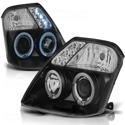 LED Angel Eyes Scheinwerfer passend für Citroen C2 03-10 schwarz