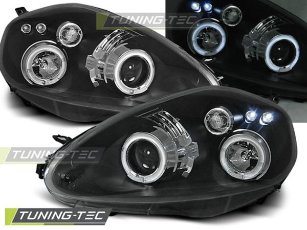 LED Angel Eyes Scheinwerfer passend für Fiat Grande Punto 05-08 schwarz