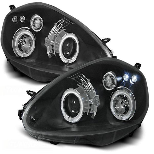 LED Angel Eyes Scheinwerfer passend für Fiat Grande Punto 05-08 schwarz