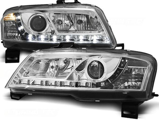 Scheinwerfer LED Tagfahrlicht Optik passend für Fiat Stilo Bj. 01-08 Chrom
