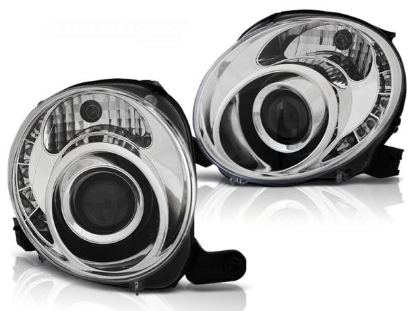 Scheinwerfer LED Tagfahrlicht Optik passend für Fiat 500 Bj. 07-15 Chrom