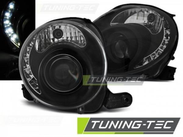 Scheinwerfer LED Tagfahrlicht Optik passend für Fiat 500 Bj. 07-15 Schwarz