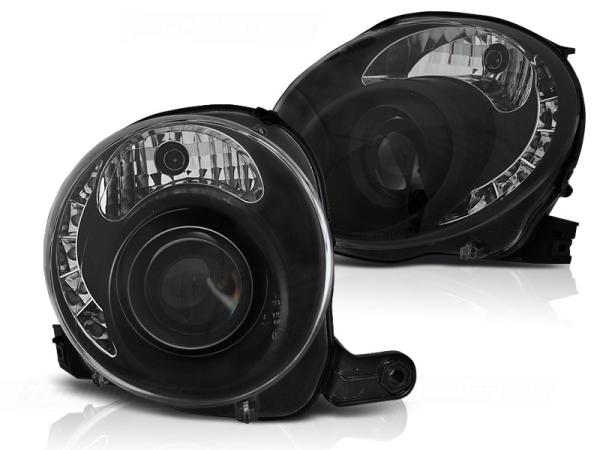 Scheinwerfer LED Tagfahrlicht Optik passend für Fiat 500 Bj. 07-15 Schwarz