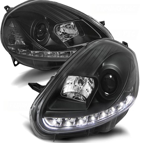 Scheinwerfer LED Tagfahrlicht Optik passend für Fiat Grande Punto 2 Bj. 08-09 Schwarz