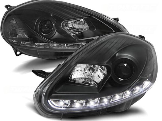 Scheinwerfer LED Tagfahrlicht Optik passend für Fiat Grande Punto 2 Bj. 08-09 Schwarz