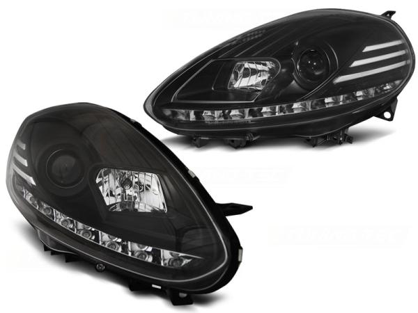 Scheinwerfer DRL LED Tagfahrlicht passend für Fiat Punto Evo Bj. 09-12 Schwarz