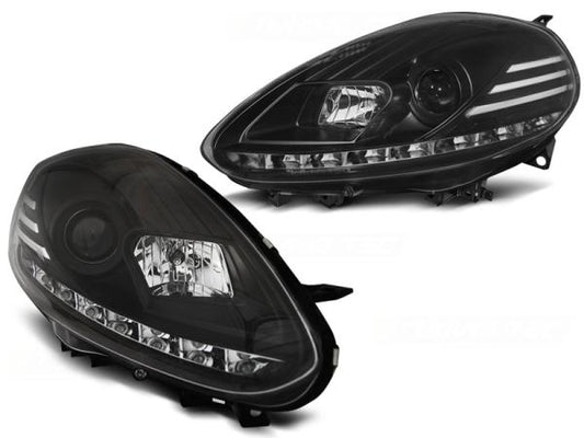 Scheinwerfer DRL LED Tagfahrlicht passend für Fiat Punto Evo Bj. 09-12 Schwarz