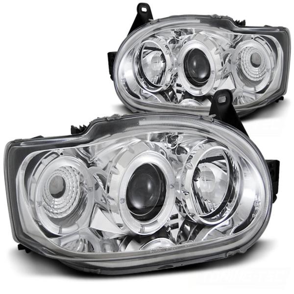 Scheinwerfer Angel Eyes passend für Ford Escort MK7 Bj. 95-00 Chrom